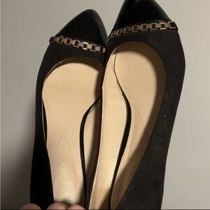Laura Ashley Black Flats with Gold Accents